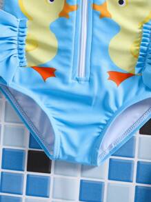 Newborn Zipper One-Piece Swimsuit, Cute 3D Pink Fashion Suitable For Summer - Multicolor - View 5