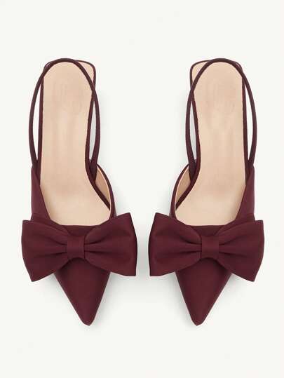 SHEIN X Belle Mariano CUCCOO CHICEST Damen Spitzschuh Schleife Dekor Keilabsatz High Heels, elegante Alltagswahl, für Outdoor-Shopping, Festivals, Partys, Frühling/Sommer/Herbst/Winter