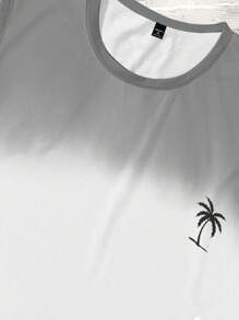 Manfinity RSRT Conjunto de camiseta de tirantes estampada con árboles de coco y degradado, y shorts con cordón en la cintura para hombre de talla grande, estilo de vacaciones de verano - Multicolor - Ver 3