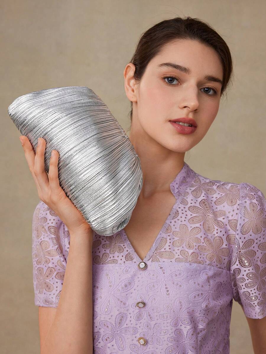 MOTF PREMIUM GLITTER PU LEATHER CLUTCH - Silver - View 2