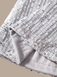 SHEIN 2 件女童蝴蝶结亮片上衣 + 高腰亮片喇叭裤，优雅派对/婚礼/节日装