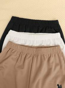 SHEIN Leap Crew 6pcs/Set Tween Boys Children Clothing, Oversized T-Shirt With Round Neck Striped Ribbon Pattern, Sweatpants, Suitable For Commuting, School, Daily Casual, Sports, Autumn/Winter - Khaki - View 4