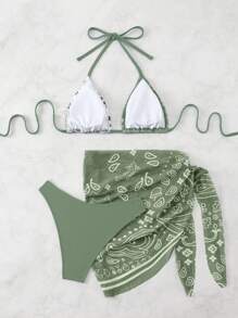 Swim Vcay 女士夏季沙滩泳衣 - 軍綠色 - 查看 2