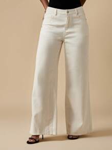 MISSGUIDED 阔腿高腰牛仔裤 阔腿风格 棉质舒适休闲周末时尚秋冬春季下装 - 白色 - 查看 4