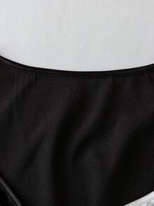 SHEIN MOOSTA Vestido mini de manga abullonada con bloques de color elegante para fiesta y rave - Blanco y Negro - Ver 6