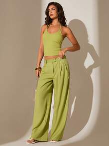 Glamine Women Casual Vacation Loose Fit Maxi Pants, Suitable For Summer - Green - View 1