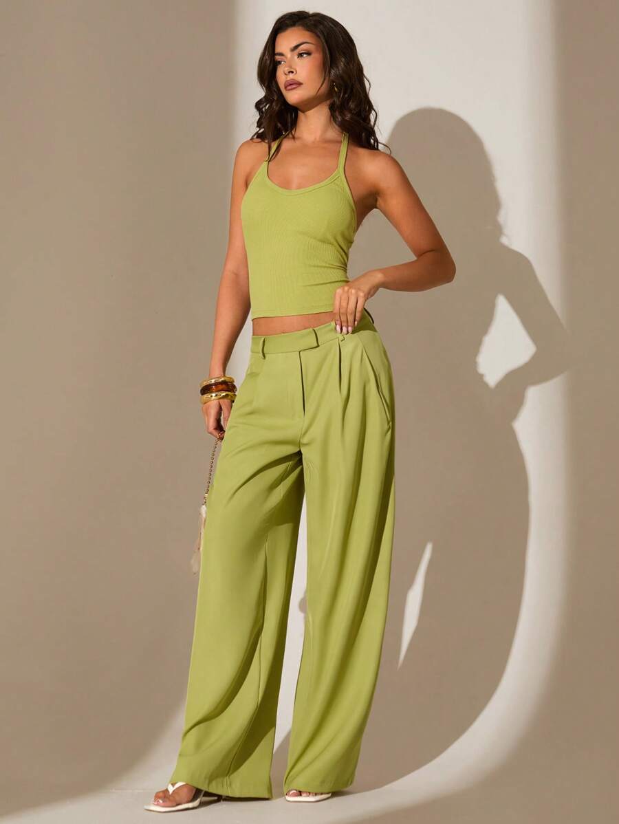 Glamine Women Casual Vacation Loose Fit Maxi Pants, Suitable For Summer - Green - View 1