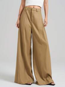 Ontre Pantalones de traje de color liso para mujer, de moda para el verano