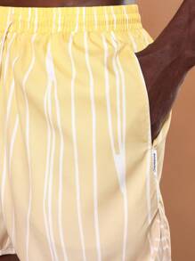 SUMWON Striped Swimming Trunks Board Shorts Athletic Drawstring Waist Summer Beach Vacation Sport Surfing Pool Shorts Swim Wear With Side Pockets