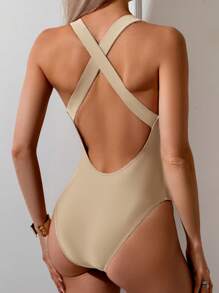 Swim Basics Women's New Crossback One-Piece Swimsuit, Racing Training Slimming Swimwear For Summer Beach Vacation