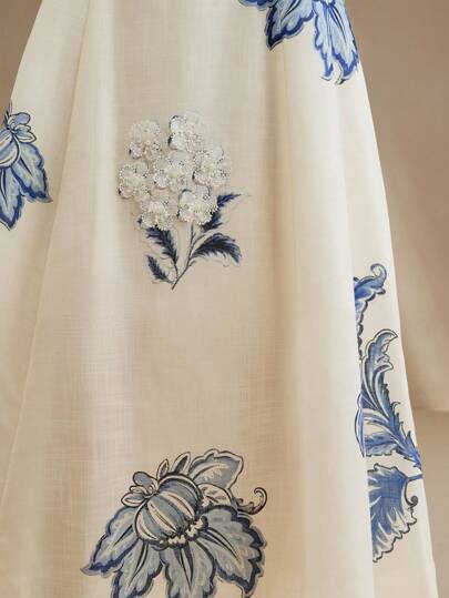  Anewsta Petite Women's Elegant Floral Print A-Line Dress, 3D Flower Decor, Casual Everyday Wear, Suitable For Daily, Holiday, Beach