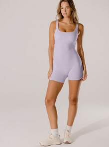 Aralina Mameluco de licra ajustada color rosa pastel para uso deportivo/casual