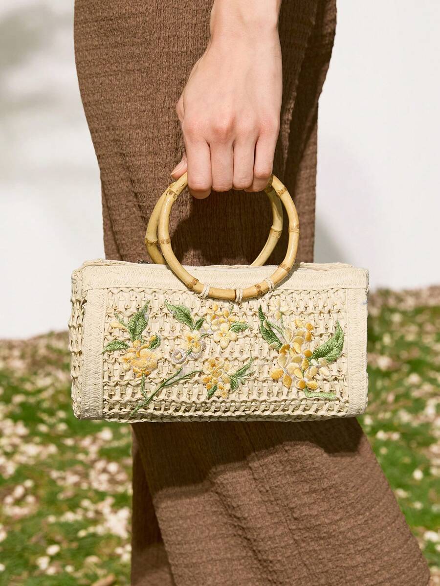 SHECARRY 女士花卉图案波西米亚风格手提包