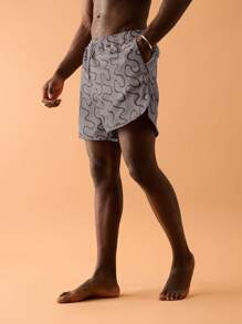 Musero Short de bain à motif pour hommes, printemps, été, vacances - Multicolore - Voir 2