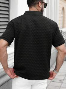 Manfinity CasualCool Plus Size Men's Fashion Polo Shirt, Suitable For Summer - Black - View 2