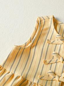 Cozy Pixies Set de 2 piezas de Top sin mangas de frente abierto y pantalones cortos de cintura elástica a rayas de colores para bebé niña - Amarillo - Ver 5