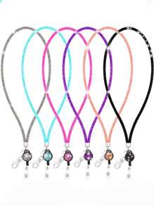 1 Piece, Exquisite Rhinestone Mesh Hanging Rope, Suitable For ID Card Holders, With Retractable Buckle And Badge Clip, Can Be Hung Back To School, Making You More Secure And At Ease