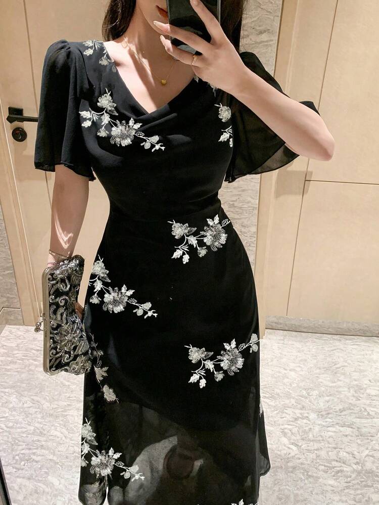 Women Mid-Length Casual Dress, Suitable For Summer Prom Dress Elegant Women Dresses Floral Dress