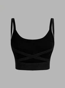 SHEIN VCAY Bộ 3 Áo Bra Thể Thao Racerback Dáng Rộng Cho Nữ, Màu Đen, Xanh Lá Đậm, Trắng, Thích Hợp Cho Mùa Hè - Nhiều màu - Xem 4