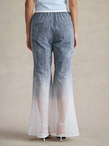 Briarwyn Women High Waist Transparent Pocket Flared Pants, For Spring & Summer Casual Wear Women S Bottoms Women Summer Clothing 4th Of July Palazzo Flare Jeans - Blue and White - View 6