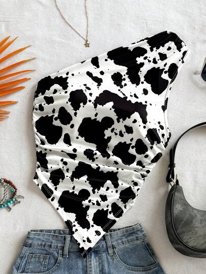 Soleia Blusa casual de vacaciones con estampado de vaca al estilo occidental, adecuada para bodas en la playa, fiestas de graduación, brunch, Día de San Patricio, vacaciones de primavera, Pascua, festivales de música, elegante estilo boho tropical