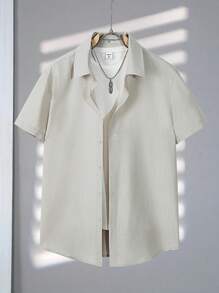 SHEIN Manfinity Dauomo Camisa informal y versátil para hombre de manga corta y unicolor