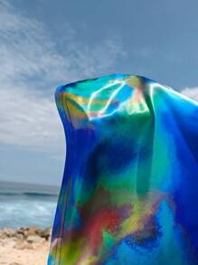 Opulessa Knitted Tie-Dye Print Backless Neck-Tie Mini Dress For Women - Blue - View 5