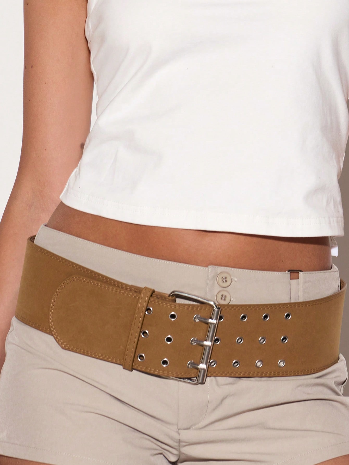 Embellished studded PU belt