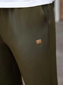 Manfinity RelaxMax Men's Drawstring Waist Pocket Relaxed Tapered Trousers - Army Green - View 4