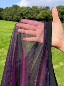 SHEIN EZwear 大码春夏女式彩虹色透明短袖上衣