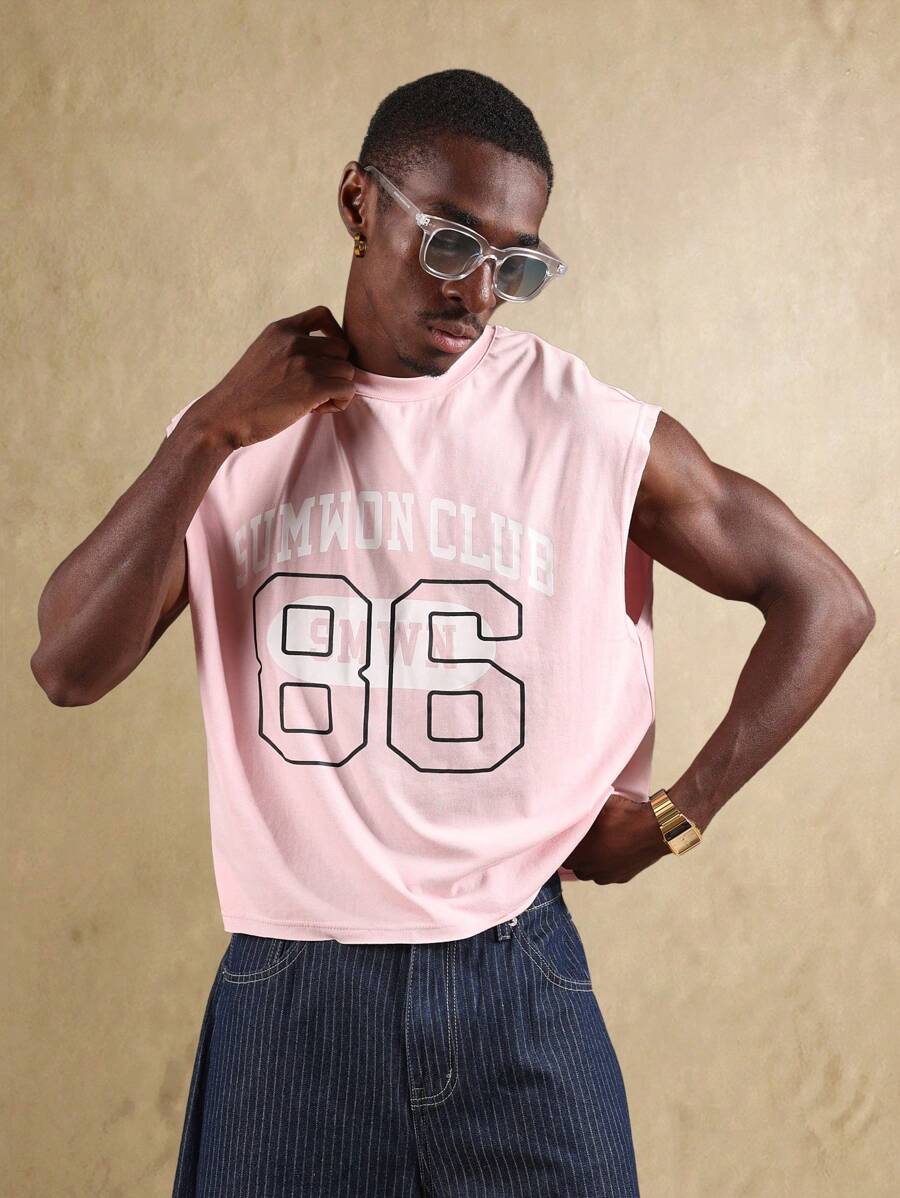 SUMWON Camiseta sin mangas estilo varsity, top atlético, prenda sin mangas con gráfico, chaleco deportivo de verano, baloncesto, entrenamiento en el gimnasio, retro deportivo universitario