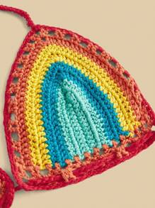 Travachic 彩色钩针细肩带比基尼上衣 - 彩色 - 查看 4