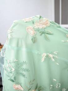 Cravure Plus Size Green Ditsy Floral Dress, Fashionable For Summer - Green - View 5