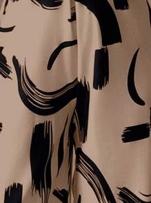 Elenzga 女式印花面料束腰连体衣，适合度假和日常优雅穿着 - 棕色 - 查看 7