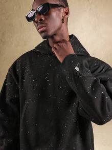 SUMWON Sudadera tipo capucha oversize con estampado de galaxia celestial, patrón de estrellas en toda la prenda, tejido grueso para uso casual de invierno y streetwear