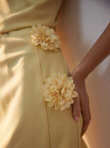 Uhlyne Blumiges Patchwork Design One-Shoulder Top & Mini Rock Set, Sommer Neuankömmling