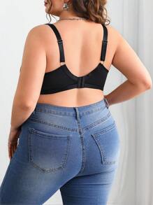 SHEIN CURVE+ Grande taille Couleur unie Insert en maille Soutien-gorge sans armatures Courbe Tenues d'été/Pays/Vacances à la plage/Tenues de plage/Vêtements de plage