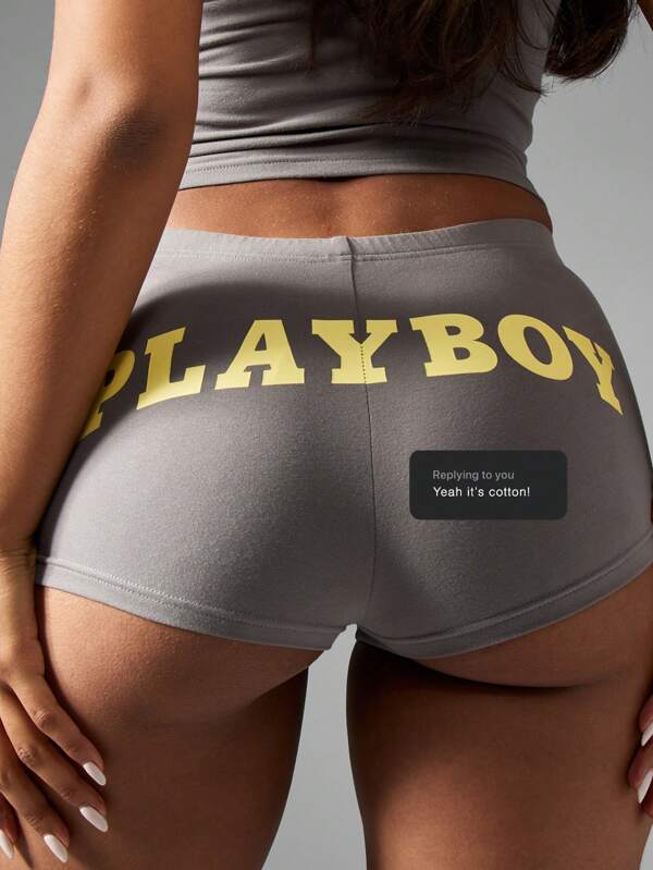 Missguided x Playboy Pantaloni scurți de vară cu talie înaltă, model motociclist, la mijlocul coapsei