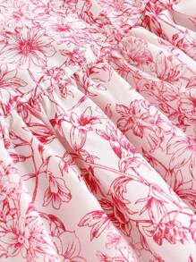 SHEIN Girlism 少女梭织花卉印花宽松抹胸连衣裙，女士休闲/婚礼宾客/毕业/太阳裙，复活节/度假连衣裙，骑行短裤，波西米亚/波西米亚风服装，夏季短裤，海滩度假装