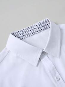 Manfinity Mode Plus Size Men Geometric Print Patchwork Long Sleeve Casual Shirt