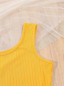 Tween Girls' Solid Color Fashion Spaghetti Strap Rompers, Suitable For Summer - Orange - View 7