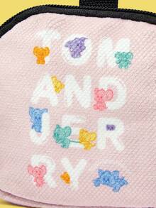 TOM & JERRY X SHEIN 卡通图案零钱包，带安全扣和拉链口袋，多用途收纳袋，硬币收纳袋，男女适用 - 彩色 - 查看 3