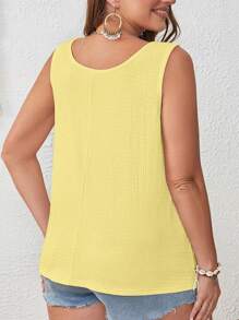 SHEIN VCAY Camiseta de tirantes de talla grande de unicolor y cuello redondo - Mostaza Amarilla - Ver 2