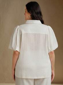 Anewsta Nueva blusa de primavera/verano de estilo francés elegante para dama de oficina, con textura estampada y jacquard