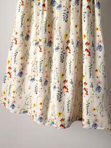 Franclia Elegant Casual Romantic Sweet Holiday Date Daily Versatile Ditsy Floral Elastic Waist Pleated Big Hem Airy Soft Apricot Color Women's Spring/Summer Skirt Fall Cloth For Women