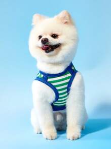 PETSIN 2 pezzi/Set Pettorina/Gilet comoda e traspirante con stampa a righe a tema cartone animato gatto e cane