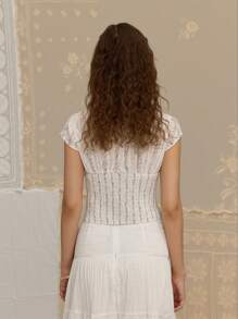 SHEIN MOD Elegantes Blümchen-Muster Kurzarm V-Ausschnitt Hemd, Sommer