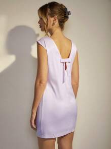 COSMINA Women Sleeveless Solid Color Short Dress, Fashionable For Summer - Pink - View 2