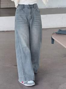 Dazy Kids Tween Girl Casual Distressed Wide Leg Jeans,Back To School Clothes,Fall Clothes - Medium Wash - View 5