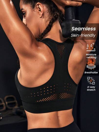 Powerista Medium Support Seamless Workout Push Up Sports BH